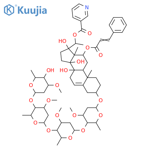 Pregn-5-ene-3,8,12,14,17,20-hexol; (3β,12β,14β,17βOH,20S)-form, 20-O-(3-Pyridinecarbonyl), 12-E-cinnamoyl, 3-O-[β-L-cymaropyranosyl-(1→4)-β-D-cymaropyranosyl-(1→4)-α-L-diginopyranosyl-(1→4)-β-D-cymaropyranoside] structure