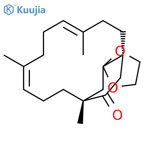 Spiro[bicyclo[10.2.2]hexadeca-4,8-diene-13,2'-[1,3]dioxolan]-15-one, 1,5,9-trimethyl-, (1R*,4E,8E,12R*)-(±)- structure
