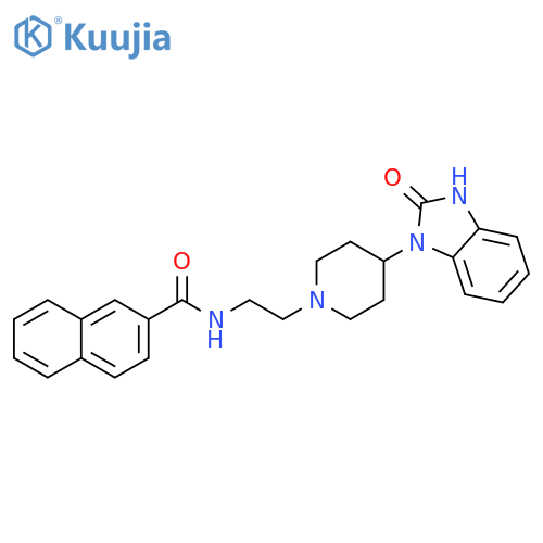 N-(2-{4-[2-oxo-2,3-dihydro-1H-benzo(d)imidazol-1-yl]piperidin-1-yl}ethyl)-2-naphthamide structure