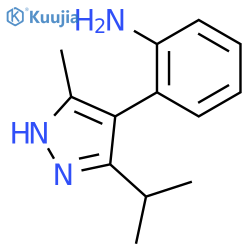 Benzenamine, 2-[5-methyl-3-(1-methylethyl)-1H-pyrazol-4-yl]- (9CI) structure