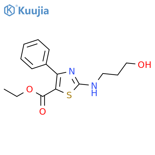 5-Thiazolecarboxylic acid, 2-[(3-hydroxypropyl)amino]-4-phenyl-, ethyl ester structure