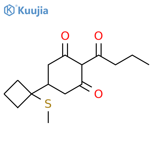 1,3-Cyclohexanedione, 5-[1-(methylthio)cyclobutyl]-2-(1-oxobutyl)- structure