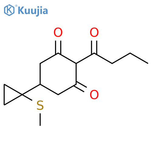 1,3-Cyclohexanedione, 5-[1-(methylthio)cyclopropyl]-2-(1-oxobutyl)- structure