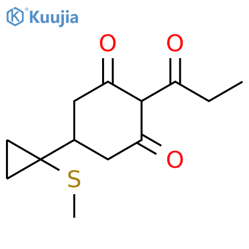 1,3-Cyclohexanedione, 5-[1-(methylthio)cyclopropyl]-2-(1-oxopropyl)- structure