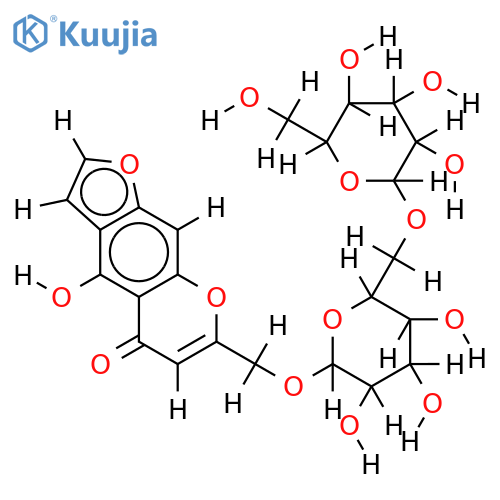 7-[(O-beta-D-glucopyranosyl-(1->6)-beta-D-glucopyranosyl)oxy]methyl-4-hydroxy-5H-furo[3,2-g][1]benzopyran-5-one structure