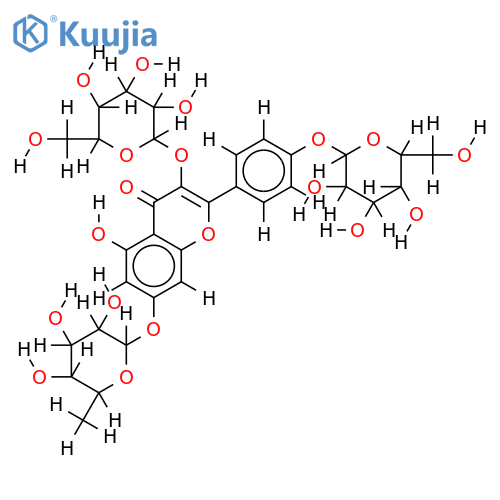 kaempferol-3,4'-di-O-beta-glucopyranoside-7-O-alpha-L-rhamno-pyranoside structure