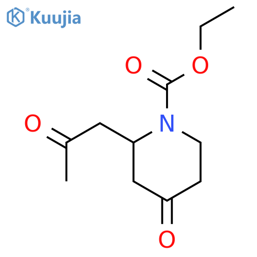 1-Piperidinecarboxylic acid, 4-oxo-2-(2-oxopropyl)-, ethyl ester structure
