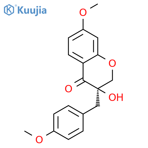 4H-1-Benzopyran-4-one, 2,3-dihydro-3-hydroxy-7-methoxy-3-[(4-methoxyphenyl)methyl]-, (R)- structure