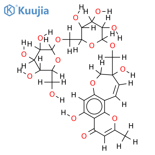 9-[(O-beta-D-glucopyranosyl-(1->6)-beta-D-glucopyranosyl)oxy]methyl-8,11-dihydro-5,9-dihydroxy-2-methyl-4H-pyrano[2,3-g]benzoxepin-4-one structure