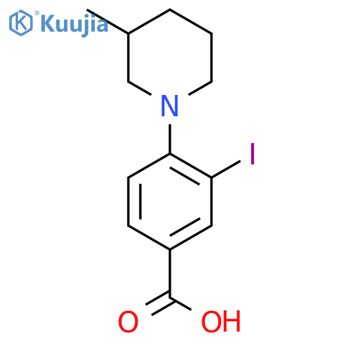 3-Iodo-4-(3-methylpiperidin-1-yl)benzoic acid structure