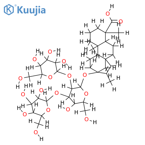 13-[(2-O-beta-D-glucopyranosyl-3-O-beta-D-glucopyranosyl-beta-D-glucopyranosyl)oxy]-ent-kaur-15-en-19-oic acid structure