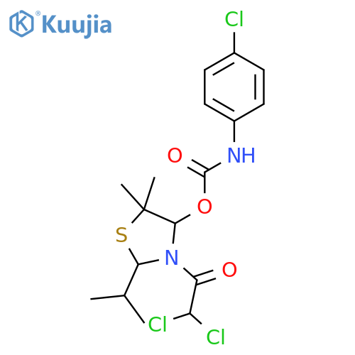 Carbamic acid, (4-chlorophenyl)-, 3-(dichloroacetyl)-5,5-dimethyl-2-(1-methylethyl)-4-thiazolidinyl ester structure