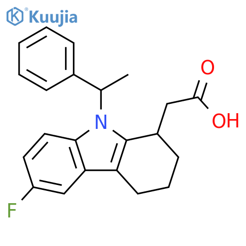 1H-Carbazole-1-acetic acid,6-fluoro-2,3,4,9-tetrahydro-9-(1-phenylethyl)- structure