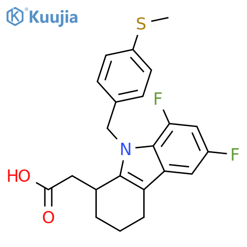 1H-Carbazole-1-acetic acid, 6,8-difluoro-2,3,4,9-tetrahydro-9-[[4-(methylthio)phenyl]methyl]-, (±)- structure