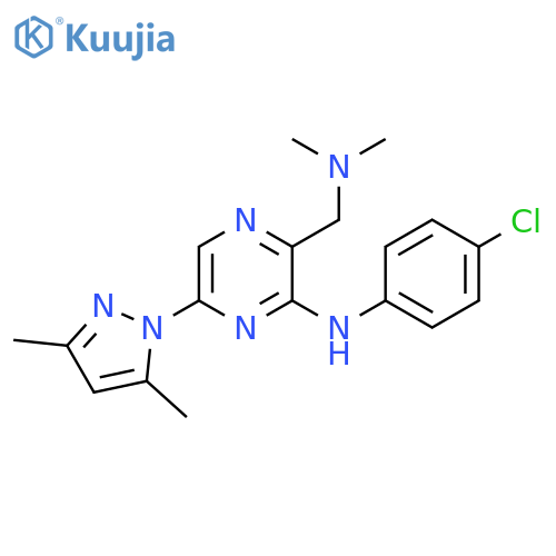 (4-chloro-phenyl)-[3-dimethylaminomethyl-6-(3,5-dimethyl-pyrazol-1-yl)-pyrazin-2-yl]-amine structure