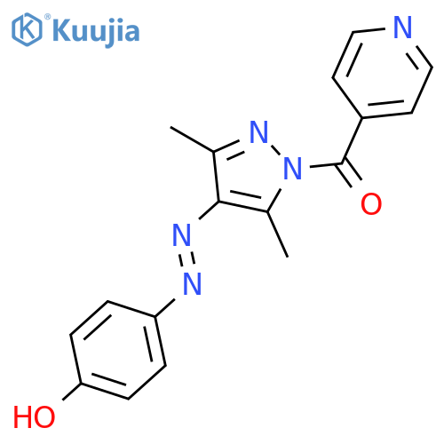 1H-Pyrazole, 4-[(4-hydroxyphenyl)azo]-3,5-dimethyl-1-(4-pyridinylcarbonyl)- structure