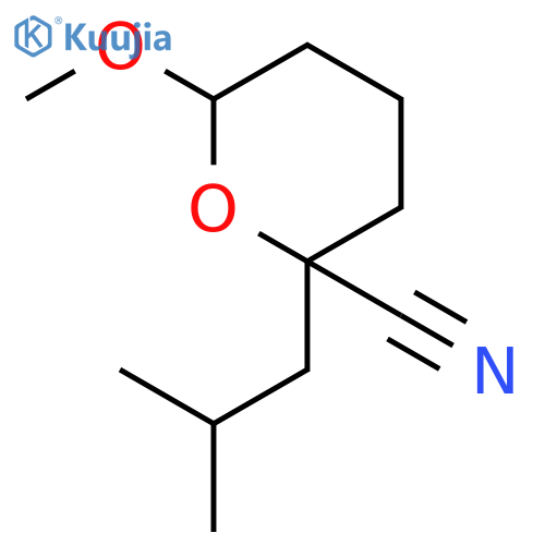 2H-Pyran-2-carbonitrile, tetrahydro-6-methoxy-2-(2-methylpropyl)- structure