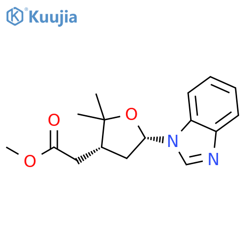 3-Furanacetic acid, 5-(1H-benzimidazol-1-yl)tetrahydro-2,2-dimethyl-, methyl ester, cis- structure