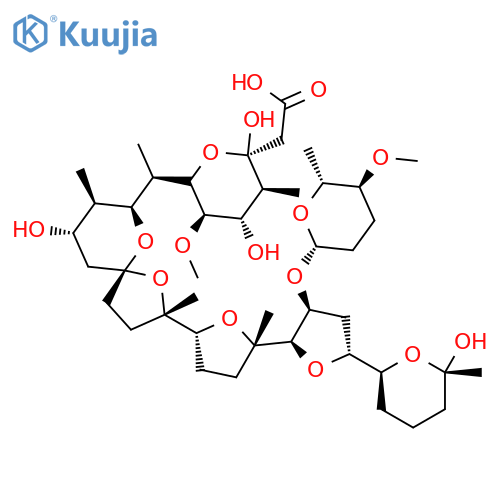 2-[(2R,3S,4S,5R)-2,4-dihydroxy-6-[(1R)-1-[(2S,5R,7S,8R,9S)-7-hydroxy-2-[(2R,5S)-5-[(2R,3S,5R)-5-[(2S,3S,5R,6S)-6-hydroxy-3,5,6-trimethyloxan-2-yl]-3-[(2S,5S,6R)-5-methoxy-6-methyloxan-2-yl]oxyoxolan-2-yl]-5-methyloxolan-2-yl]-2,8-dimethyl-1,10-dioxaspiro[4.5]decan-9-yl]ethyl]-5-methoxy-3-methyloxan-2-yl]acetic acid structure