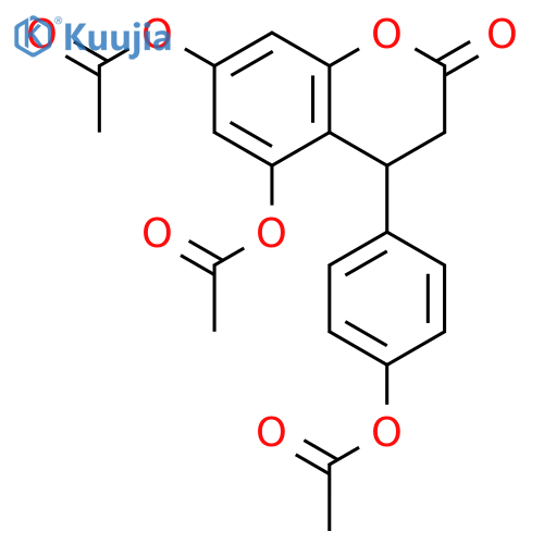 2H-1-Benzopyran-2-one, 5,7-bis(acetyloxy)-4-[4-(acetyloxy)phenyl]-3,4-dihydro- structure