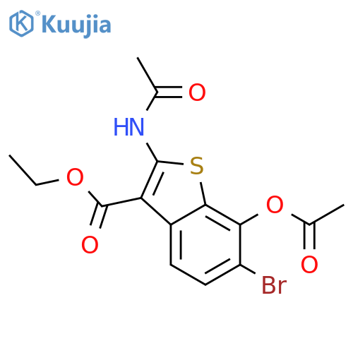 ethyl 2-(acetylamino)-7-(acetyloxy)-6-bromo-1-benzothiophene-3-carboxylate structure