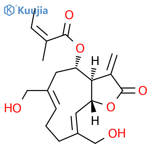 2-Butenoic acid, 2-methyl-, (3aR,4S,6Z,10Z,11aR)-2,3,3a,4,5,8,9,11a-octahydro-6,10-bis(hydroxymethyl)-3-methylene-2-oxocyclodeca[b]furan-4-yl ester, (2Z)- structure
