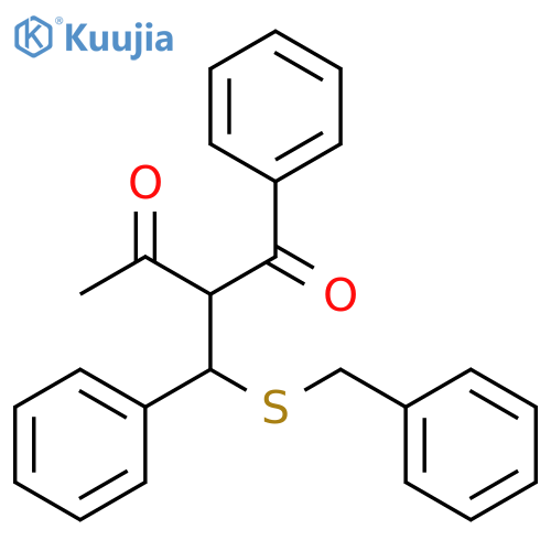 1,3-Butanedione, 1-phenyl-2-[phenyl[(phenylmethyl)thio]methyl]- structure