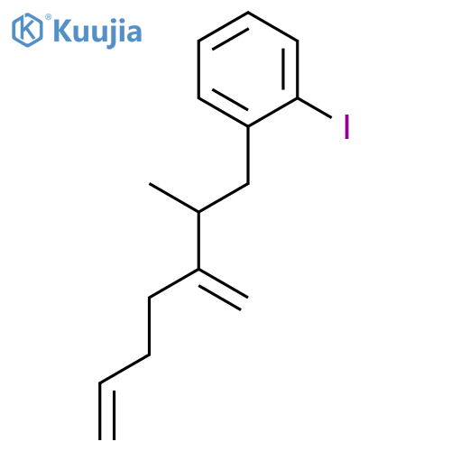 Benzene, 1-iodo-2-(2-methyl-3-methylene-6-heptenyl)- structure