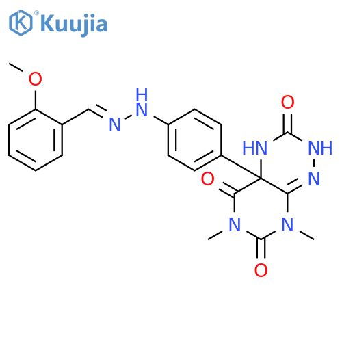 Benzaldehyde,2-methoxy-,2-[4-(3,4,5,6,7,8-hexahydro-6,8-dimethyl-3,5,7-trioxopyrimido[5,4-e]-1,2,4-triazin-4a(2H)-yl)phenyl]hydrazone structure