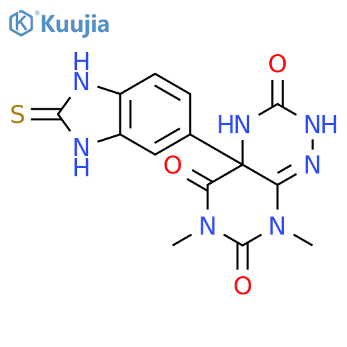 Pyrimido[5,4-e]-1,2,4-triazine-3,5,7(6H)-trione,4a-(2,3-dihydro-2-thioxo-1H-benzimidazol-5-yl)-2,4,4a,8-tetrahydro-6,8-dimethyl- structure