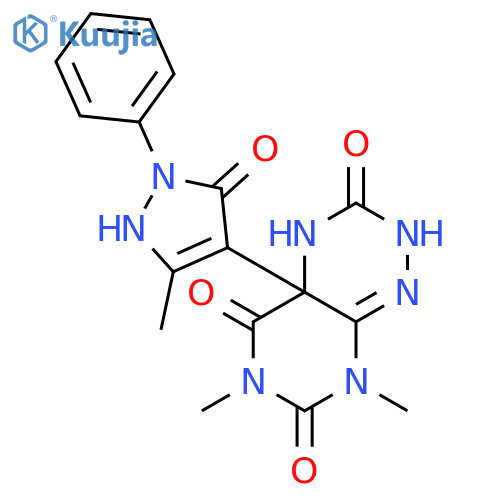 Pyrimido[5,4-e]-1,2,4-triazine-3,5,7(6H)-trione,4a-(2,5-dihydro-3-methyl-5-oxo-1-phenyl-1H-pyrazol-4-yl)-2,4,4a,8-tetrahydro-6,8-dimethyl- structure