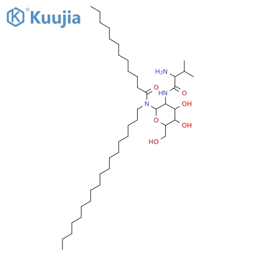 Dodecanamide,N-[2-[[(2S)-2-amino-3-methyl-1-oxobutyl]amino]-2-deoxy-b-D-glucopyranosyl]-N-octadecyl- structure