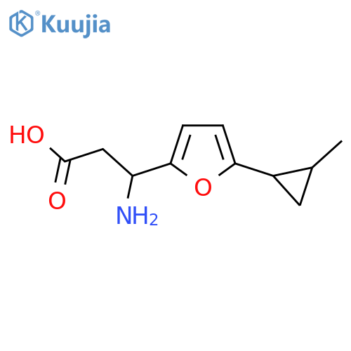 3-amino-3-5-(2-methylcyclopropyl)furan-2-ylpropanoic acid structure