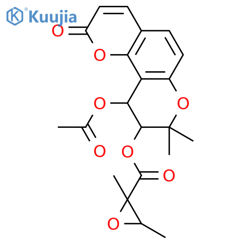 Oxiranecarboxylic acid,2,3-dimethyl-,10-(acetyloxy)-9,10-dihydro-8,8-dimethyl-2-oxo-2H,8H-benzo[1,2-b:3,4-b']dipyran-9-ylester (9CI) structure