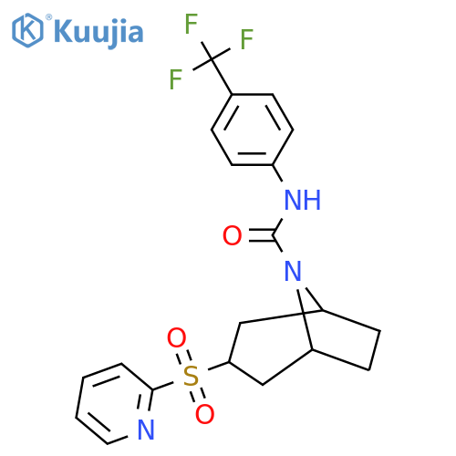 3-(Pyridin-2-ylsulfonyl)-N-(4-(trifluoromethyl)phenyl)-8-azabicyclo[3.2.1]octane-8-carboxamide structure