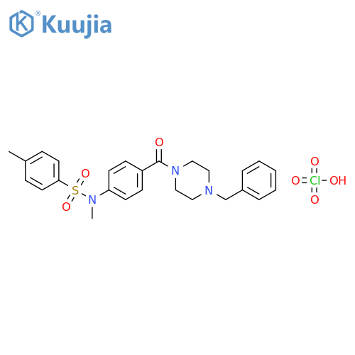 N-[4-(4-benzylpiperazine-1-carbonyl)phenyl]-N,4-dimethylbenzene-1-sulfonamide; perchloric acid structure