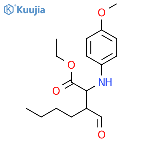 Heptanoic acid, 3-formyl-2-[(4-methoxyphenyl)amino]-, ethyl ester, (2R,3R)-rel- structure