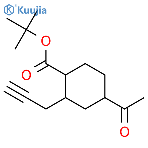 Cyclohexanecarboxylic acid, 4-acetyl-2-(2-propynyl)-, 1,1-dimethylethyl ester structure