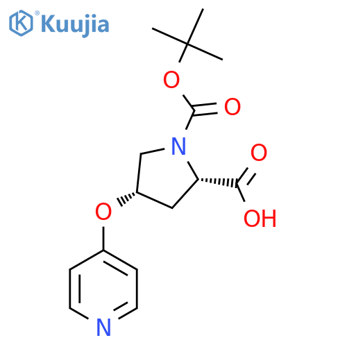 (2s,4s)-1-(Tert-butoxycarbonyl)-4-(pyridin-4-yloxy)pyrrolidine-2-carboxylic acid structure
