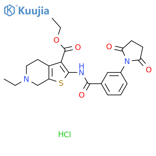 ethyl 2-3-(2,5-dioxopyrrolidin-1-yl)benzamido-6-ethyl-4H,5H,6H,7H-thieno2,3-cpyridine-3-carboxylate hydrochloride structure