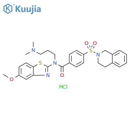 N-[3-(dimethylamino)propyl]-N-(5-methoxy-1,3-benzothiazol-2-yl)-4-(1,2,3,4-tetrahydroisoquinoline-2-sulfonyl)benzamide hydrochloride structure