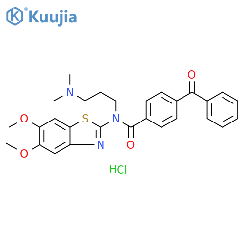 4-benzoyl-N-(5,6-dimethoxy-1,3-benzothiazol-2-yl)-N-[3-(dimethylamino)propyl]benzamide hydrochloride structure