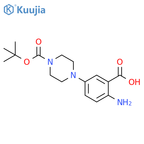 2-amino-5-{4-[(tert-butoxy)carbonyl]piperazin-1-yl}benzoic acid structure