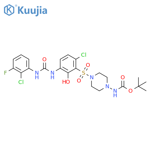 1,1-Dimethylethyl N-[4-[[6-chloro-3-[[[(2-chloro-3-fluorophenyl)amino]carbonyl]amino]-2-hydroxyphenyl]sulfonyl]-1-piperazinyl]carbamate structure