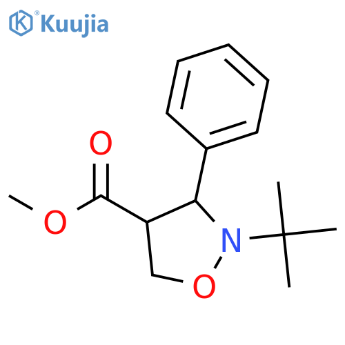 4-Isoxazolidinecarboxylic acid, 2-(1,1-dimethylethyl)-3-phenyl-, methyl ester structure
