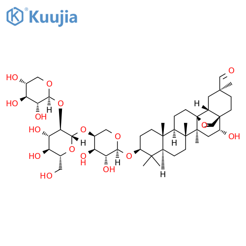Oleanan-29-al,13,28-epoxy-16-hydroxy-3-[(O-b-D-xylopyranosyl-(1&reg;2)-O-b-D-glucopyranosyl-(1&reg;4)-a-L-arabinopyranosyl)oxy]-, (3b,16a,20b)- structure