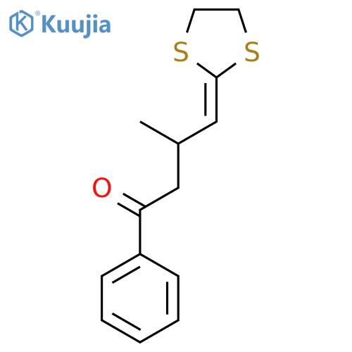 4-(1,3-dithiolan-2-ylidene)-3-methyl-1-phenylbutan-1-one structure