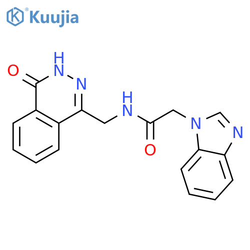 2-(1H-1,3-benzodiazol-1-yl)-N-[(4-oxo-3,4-dihydrophthalazin-1-yl)methyl]acetamide structure