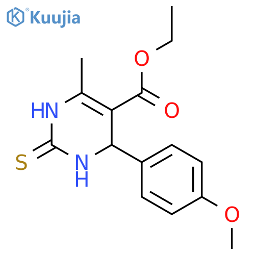 5-Pyrimidinecarboxylic acid,1,2,3,4-tetrahydro-4-(4-methoxyphenyl)-6-methyl-2-thioxo-, ethyl ester structure