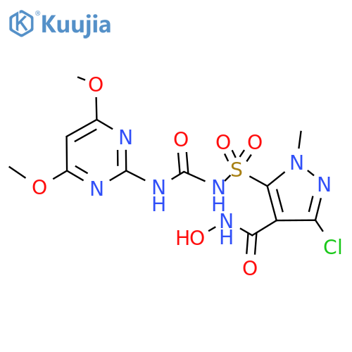 3-chloro-5-(4,6-dimethoxy-2-pyrimidinyl)aminocarbonylaminosulfonyl-N-hydroxy-1-methyl-1H-Pyrazole-4-carboxamide structure